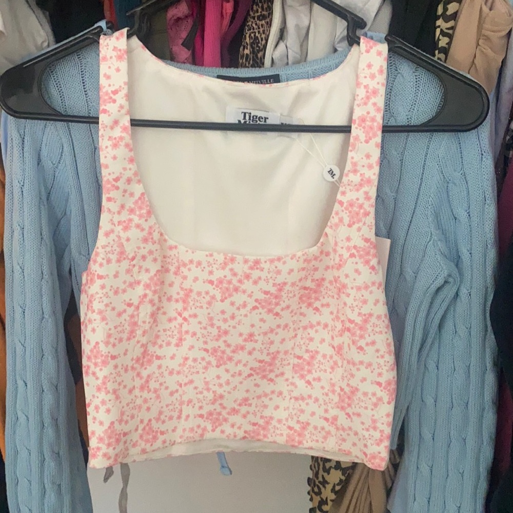 tiger mist pink suture corset top